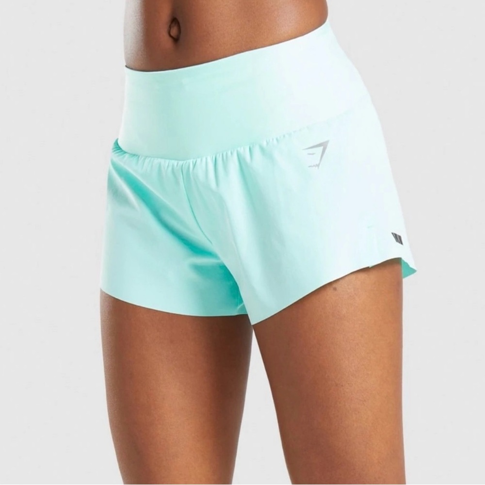 Gymshark Speed Shorts Bright Turquoise Lined Mint Workout Summer Casual Stretchy